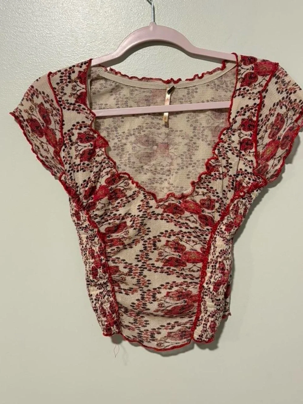 Free People Oh My Baby tee in sand 100% cotton small
